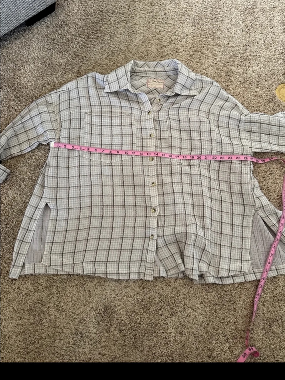 Free People We The Free Cardiff Plaid Top Oversized size Small - Picture 11 of 12